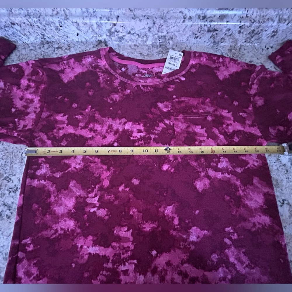 NWT Jenni Pink Camo Tie Dye Top Sleep Shirt Pajama Size S - Picture 10 of 11